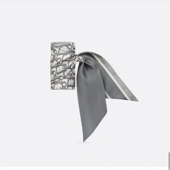 ✨Dior ✨Gray Patterned Twilly Scarf w/ Dior box - Picture 3 of 6